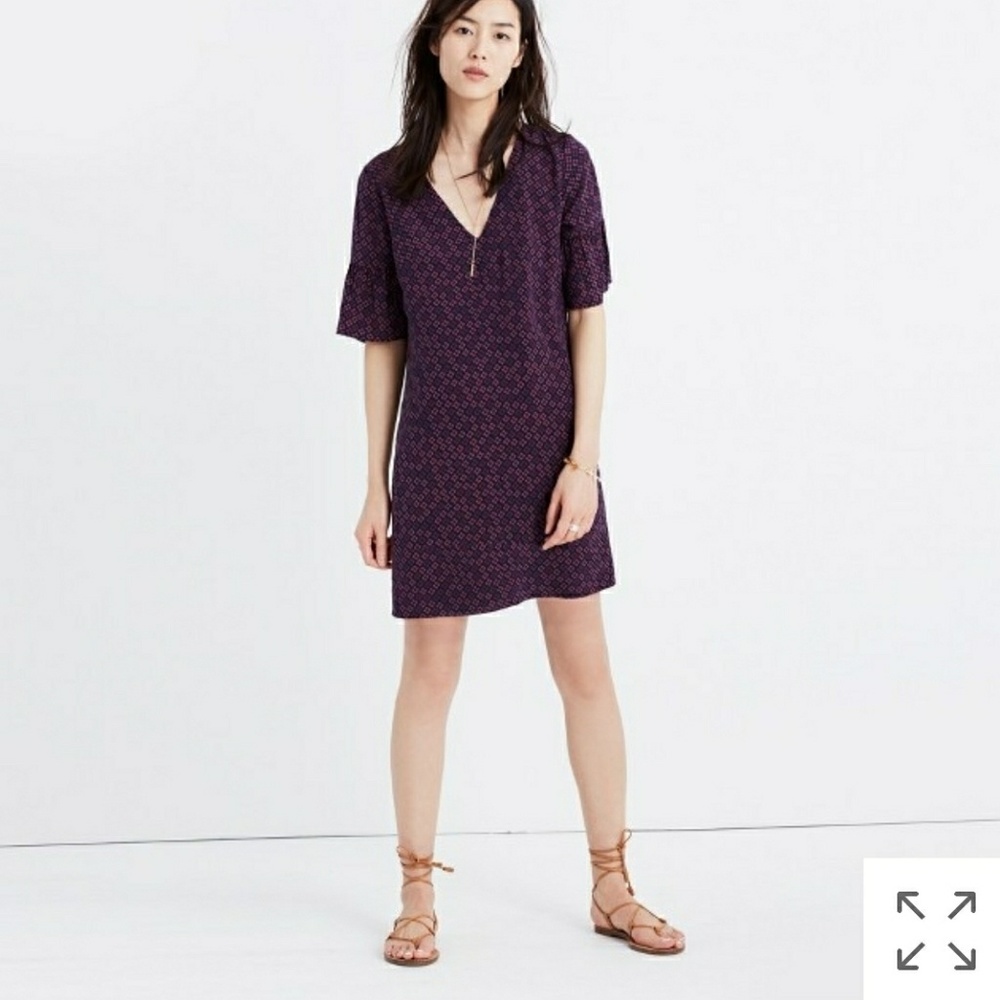 Madewell Bell Sleeve Silk Dress Sz 0